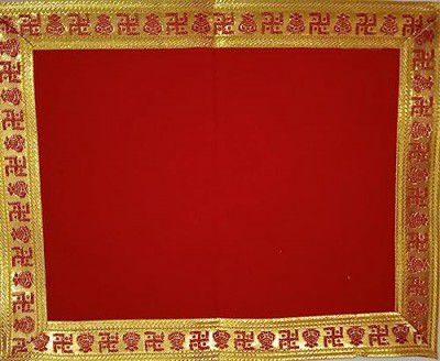 Red Velvet Cloth for Pooja/Temple Aasan Cloth/Chowki Aasan Kapda