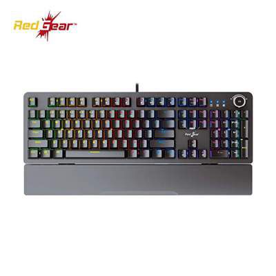 Redgear Shadow Blade Mechanical Keyboard with Spectrum LED Lights, Media Control Knob and Wrist Support (Black)