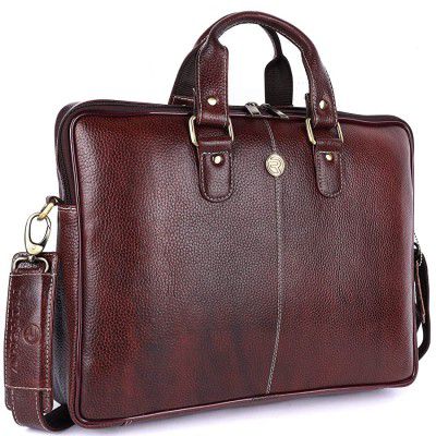 REDHORNZ Genuine Leather Floater Laptop Office Bag for Unisex Professionals, 15.6 inch