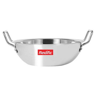 Redific Induction/Gas/Electric Compatible Bottom Stainless Steel 20 Gauge Heavy Kadhai/Work/Cookware/Pot Pan/Kitchen Appliances (Set of 1 Piece) (1250)