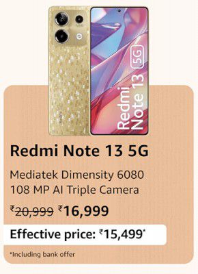 Redmi Note 13 5G @ ₹15,499 during Prime Day Sale