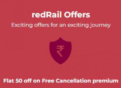 RedRail Offer : Flat 50 off on Free Cancellation premium