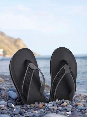 REDTAPE Men Flip Flops (Black, Grey , 11)
