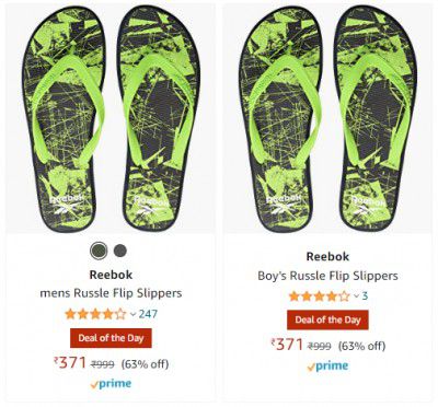Reebok mens Slippers starting at ₹371