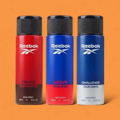 REEBOK Move Your Spirit, Challenge Your Limits And Trust Your Intuition Body Spray - For Men (600 ml, Pack of 3)