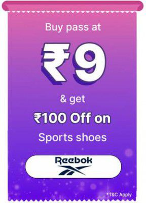 BBD Sale | Reebok Pass on Men Sports Shoes only at Rs. 9 and get discount of 25% upto Rs 100  
