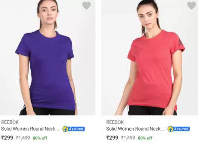 Reebok Womens Tshirts Upto 80%