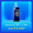 SAMSUNG 189 L 5-star Refrigerator @ Rs. 15490 in Flipkart Big Billion Days Sale...