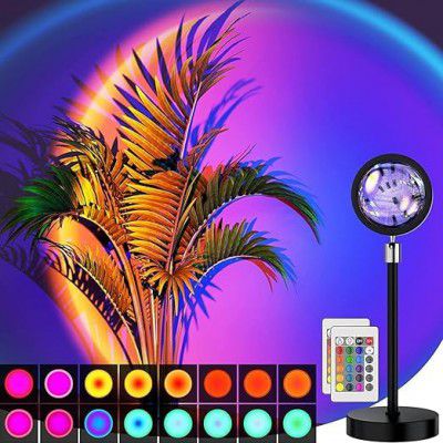 REFULGIX 16 Colors Changing Sunset Projection Lamp with Remote | (Multicolor, Plastic)