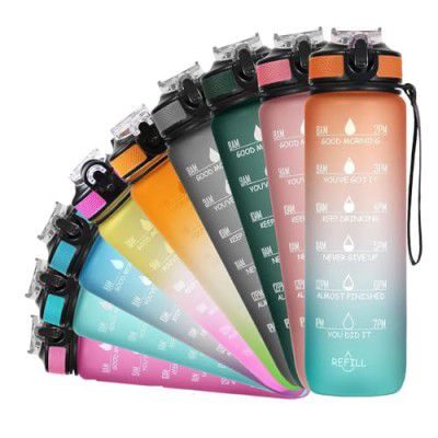 REFULGIX 1L Motivational Sipper Water Bottle with Straw & Time Marker (Assorted)