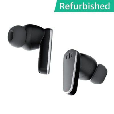 (Refurbished) Amazon Basics Truly Wireless Earbuds with Environmental Noise Cancellation Quad Mic, IPX5 Water Resistant, Bluetooth 5.3, Up to 28 Hours Playtime and Fast Charging (Black)