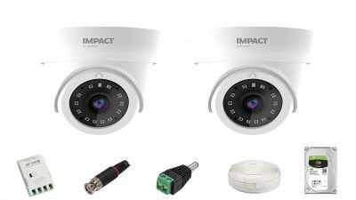 (Refurbished) IMPACT BY HONEYWELL 2 MP CCTV KIT Without DVR I with 2 Dome CCTV Cameras | I-MKIT4CH-4
