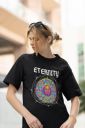 Reifica  Women Printed Round Neck Pure Cotton Black T-Shirt...
