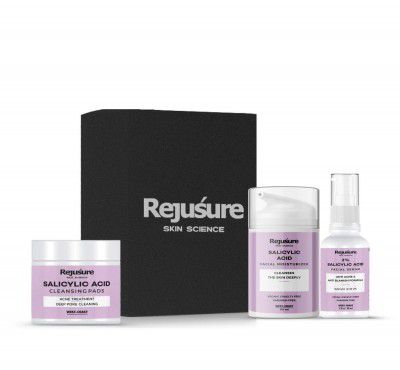 Rejusure 2% Salicylic Acid Acne Control Combo for Normal/Oily Skin (Moisturizer 50ml + 2% Face Serum 30ml + Cleansing Pads – 50 Ance Pads)