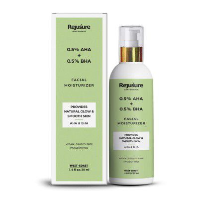 Rejusure AHA 0.5% + BHA 0.5% Facial Moisturizer for Active Acne, Clears Pores, Fights Blemishes & Exfoliates – 50ml