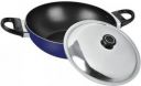 Renberg Blue Orchid Kadhai 26 cm diameter with Lid 2.1 L capacity (Aluminium, Non-stick)...
