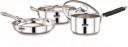 Renberg by 8904389600009 Steelix Plus including Kadai with Glass Lid, Fry Pan and Saucepan Induction Bottom Cookware Set (Stainless Steel, 4 - Piece)...