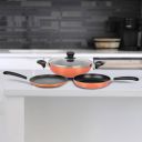 Renberg Orchid Induction Bottom Non-Stick Coated Cookware Set (Aluminium, 3 - Piece)...