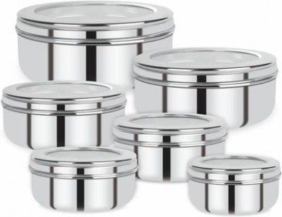 Renberg Steel Utility Container - 300 ml, 450 ml, 600 ml, 700 ml, 950 ml, 1200 ml  (Pack of 6, Silver)