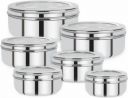 Renberg Steel Utility Container - 300 ml, 450 ml, 600 ml, 700 ml, 950 ml, 1200 ml  (Pack of 6, Silver)...
