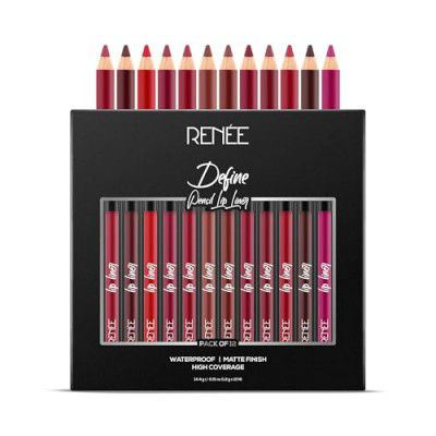 RENEE Define Matte Lip Liner, Vitamin E & Castor Oil Infused, Set of 12