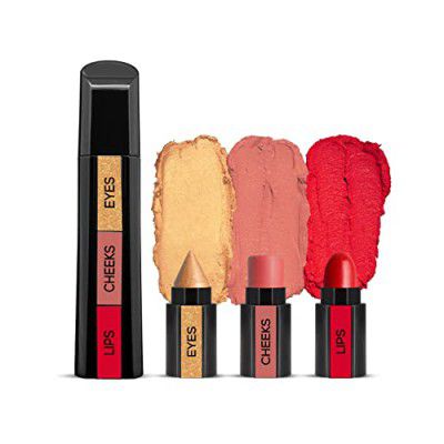 RENEE Fab Face 3 In 1 Makeup Stick Diva 4.5gm | Includes Eyeshadow, Blush & Lipstick| Infused With Vitamin E| Intense Color Payoff| Compact & Travel Friendly