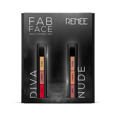 RENEE Fab Face - 3 in 1 Makeup Stick Eye Shadow Blush & Lipstick Enriched With Vitamin E (3 Fab Face Combo)