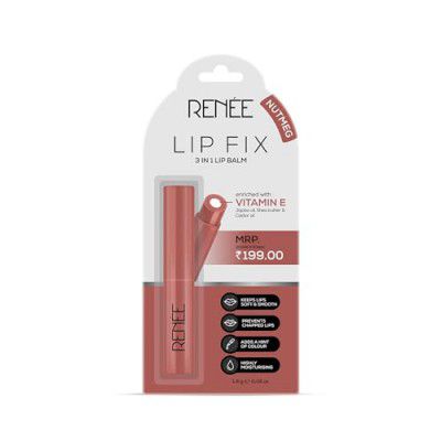 RENEE Lip Fix 3 in 1 Tinted Lip Balm 02 Nutmeg 1.6 Gm, Dry Lips