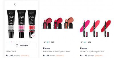 Renee Makeup Products Up to 75% off | Starts Rs 187