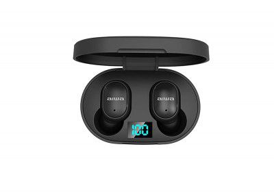 (Renewed) AIWA AT-X80E(Black) True Wireless Stereo Earphone with Mic