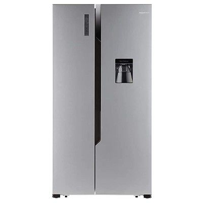 (Renewed) AmazonBasics 564 L Frost Free Side-by-Side Refrigerator with Water Dispenser (Silver Steel Finish) (AB2019RF005-cr)