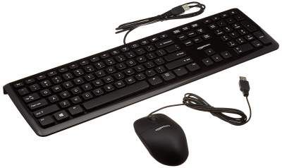 (Renewed) AmazonBasics Wired Keyboard and Wired Mouse Bundle Pack