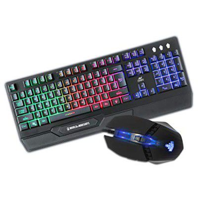 (Renewed) Ant Esports KM500W Gaming Backlit LED Wired Gaming Wrist Rest Keyboard Ergonomic and Programmable Gaming Mouse Combo for PC/Laptop/Mac-World of Warships Edition (Black)