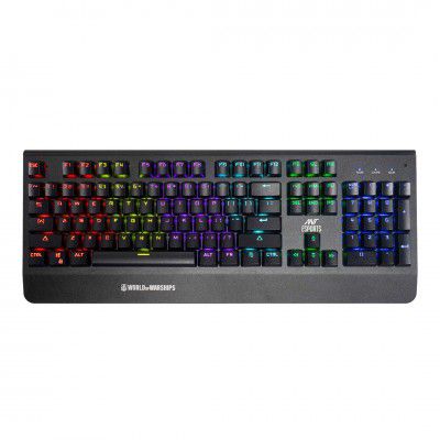 (Renewed) Ant Esports MK3400V2 W Mechanical Pro Gaming Keyboard Wired RGB with Blue Switches LED- Backlit Mode, World of Warship License – Black