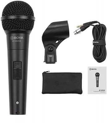 (Renewed) Boya BY-BM58 Professional Cardioid Dynamic Microphone with 5 metre XLR cable, Female to 6.35mm Male, Mount and Carrying Bag, for Vocal Speaker or Singing
