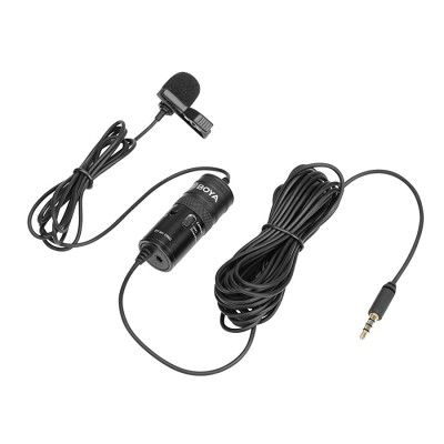 (Renewed) Boya BY-M1 Pro Omnidirectional Lavalier Condenser Microphone with Mic Gain control and Headphones-out, Compatible with iPhone Android Smartphone (20 ft Cable)