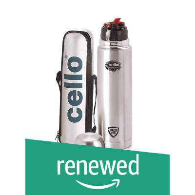 (Renewed) Cello Flip Style Stainless Steel Bottle, 500ml, Silver