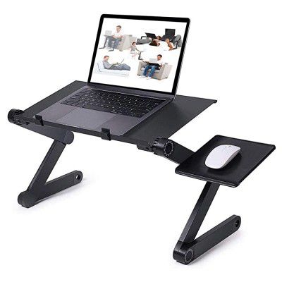 CLAW Adjustable Laptop Stand with Dual Cooling Fans and Detachable Mousepad Tray, Aluminium + ABS Material, Perfect Portable Table for Use on Bed, Couch, Sofa, Desk (Renewed) 
