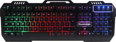 (Renewed) Cosmic Byte CB-GK-05 Titan Wired Gaming Keyboard with Aluminum Body, Rainbow Backlit Keycaps, Braided Cable (Black)