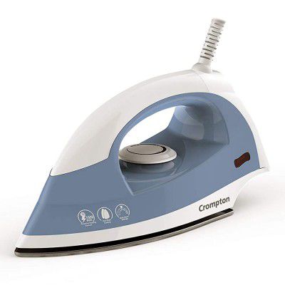 (Renewed) Crompton Brio 1000-Watts Dry Iron (Sky Blue and White)