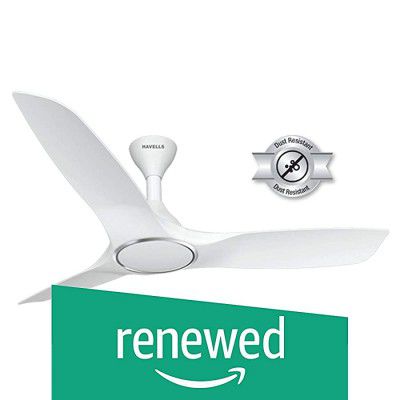 (Renewed) Havells 1250 mm stealth air decorative ceiling fan pearl white (dust resistant)