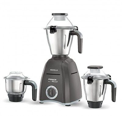 (Renewed) Havells Power Hunk 800 watt Mixer Grinder with 3 Stainless Steel Jar, (GHFMGDPE080-cr)