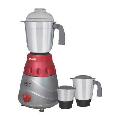 (Renewed) Inalsa Jazz Dx 750-Watt Mixer Grinder with 3 Jars (Grey/Maroon)