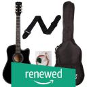 (Renewed) Juarez Acoustic Guitar, 38 Inch Cutaway, 038C With Bag, Strings, Pick And Strap, Black...