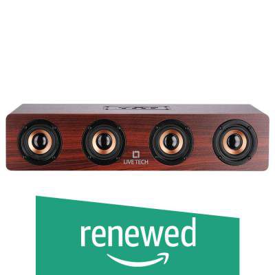 (Renewed) Live Tech Jalsa Wireless Wooden Speaker with Powerful Sound BS02 (Nut Brown Color)