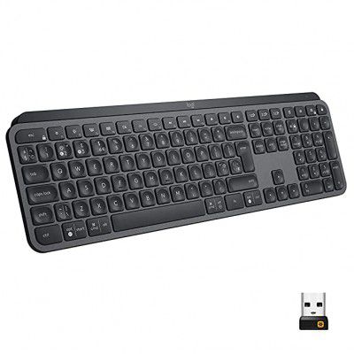 (Renewed) Logitech MX Keys Advanced Illuminated Wireless Keyboard, Bluetooth, Tactile Responsive Typing, Backlit Keys, USB-C, PC/Mac/Laptop, Windows/Linux/iOS/Android - Graphite Black