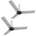(Renewed) Luminous New York Tiffany 3 Blade Ceiling Fan with Remote Control and BLDC Motor, 1200mm - Alice White (Pack of 2)...
