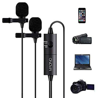 (Renewed) Maono AU-200 Dual Condenser Clip On Lavalier Microphone