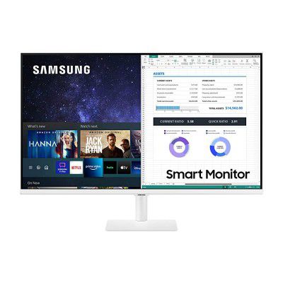 (Renewed) Samsung 32 inch (80 cm) Smart Monitor with Netflix, YouTube, Prime Video and Apple TV Streaming (LS32AM501NWXXL, White)