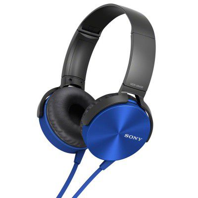 (Renewed) Sony MDR-XB450AP Extra Bass Headphone (Black/Blue)